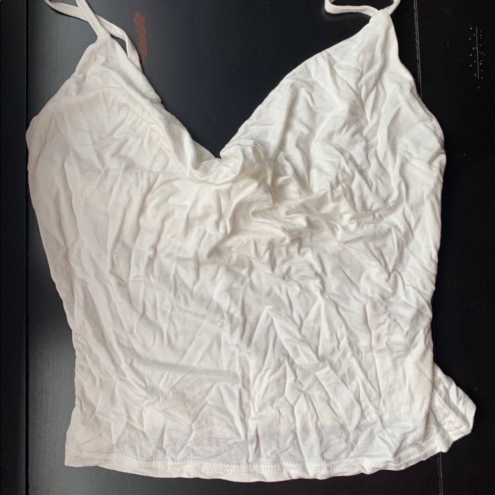 White cow neck top